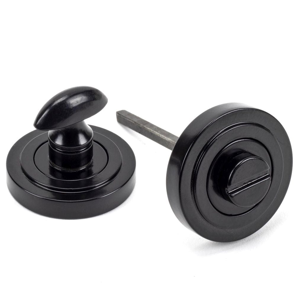From The Anvil Door Furniture Black / No From The Anvil - Black Round Thumbturn Set (Art Deco)
