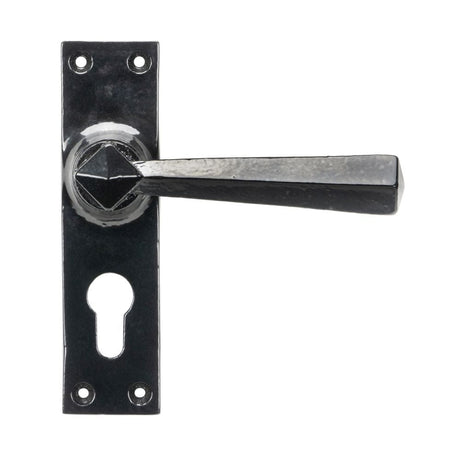 From The Anvil Door Furniture Black / Euro Profile Lock Handles From The Anvil - Black Straight Lever Euro Lock Set