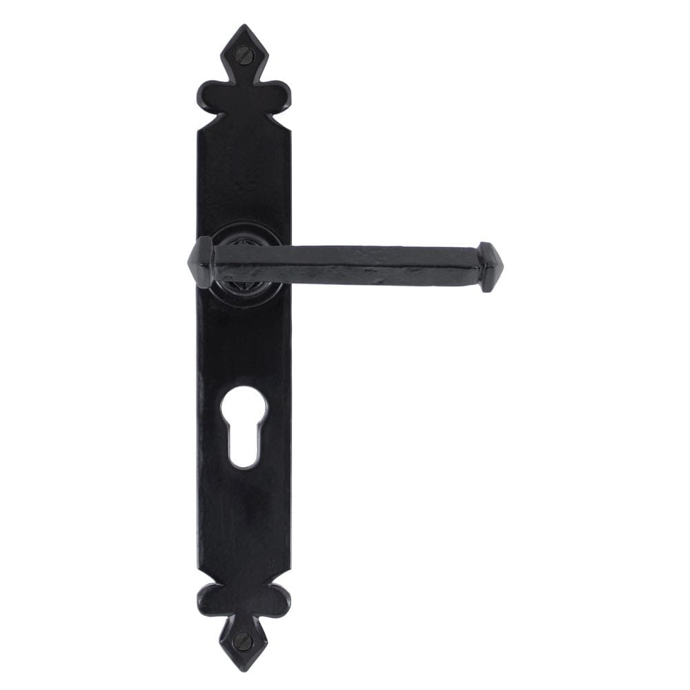 From The Anvil Door Furniture Black / Euro Profile Lock Handles From The Anvil - Black Tudor Lever Euro Lock Set