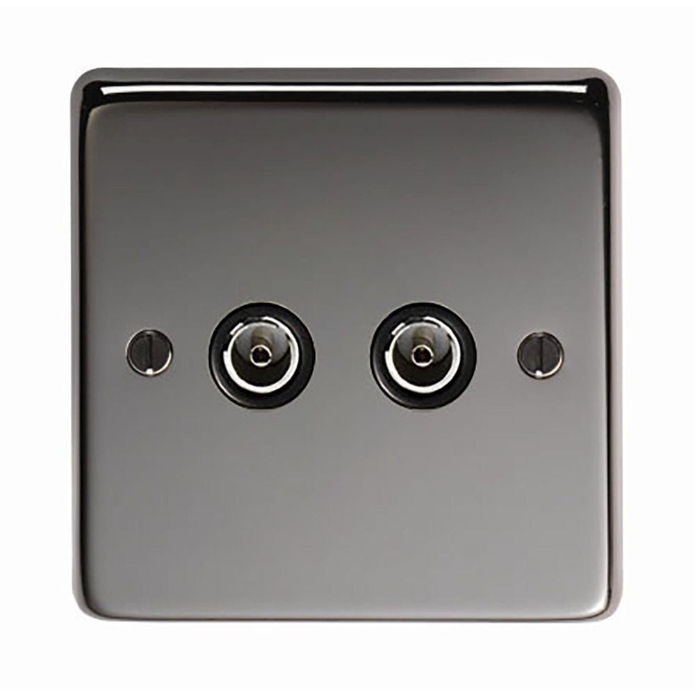 From The Anvil Electrical Black Nickel / TV From The Anvil - BN Double TV Socket