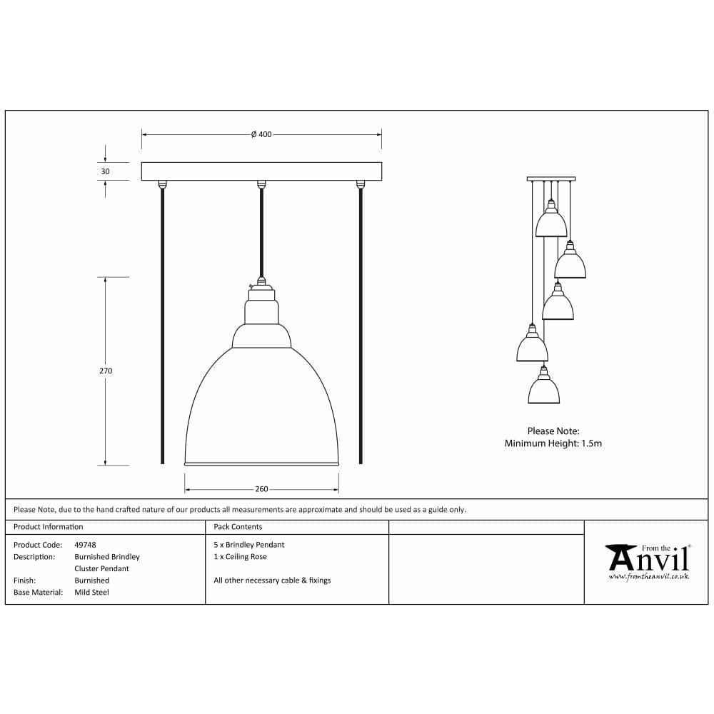 From The Anvil Electrical Burnished / Cluster Pendants From The Anvil - Burnished Brindley Cluster Pendant