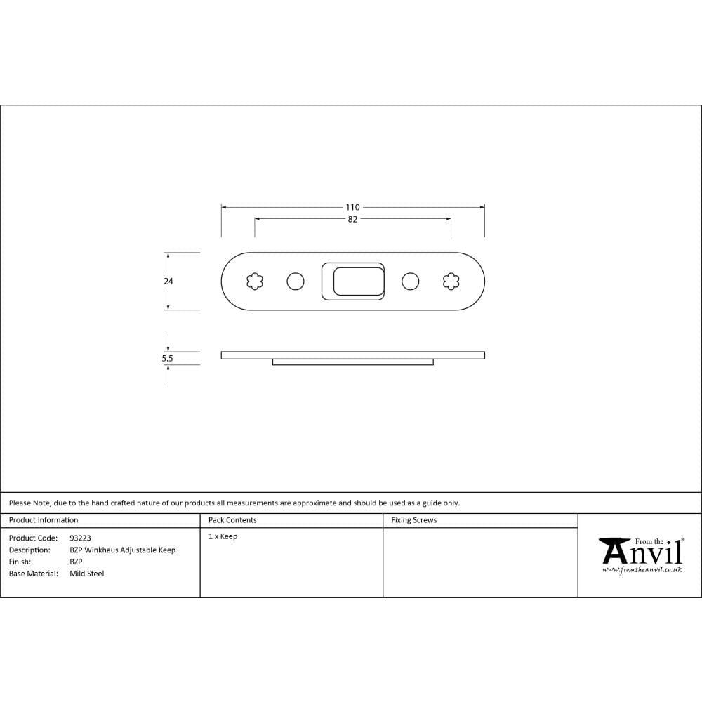 From The Anvil Locks & Latches BZP / Adjustable Keep From The Anvil - BZP Winkhaus Adjustable Keep