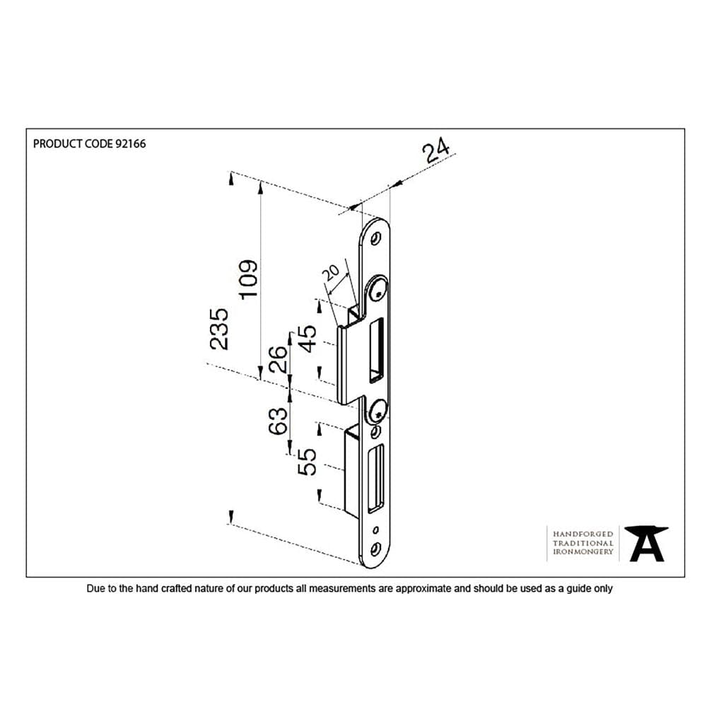 From The Anvil Locks & Latches BZP / Centre Latch Keep From The Anvil - BZP Winkhaus Centre Latch Keep RH 56mm Door