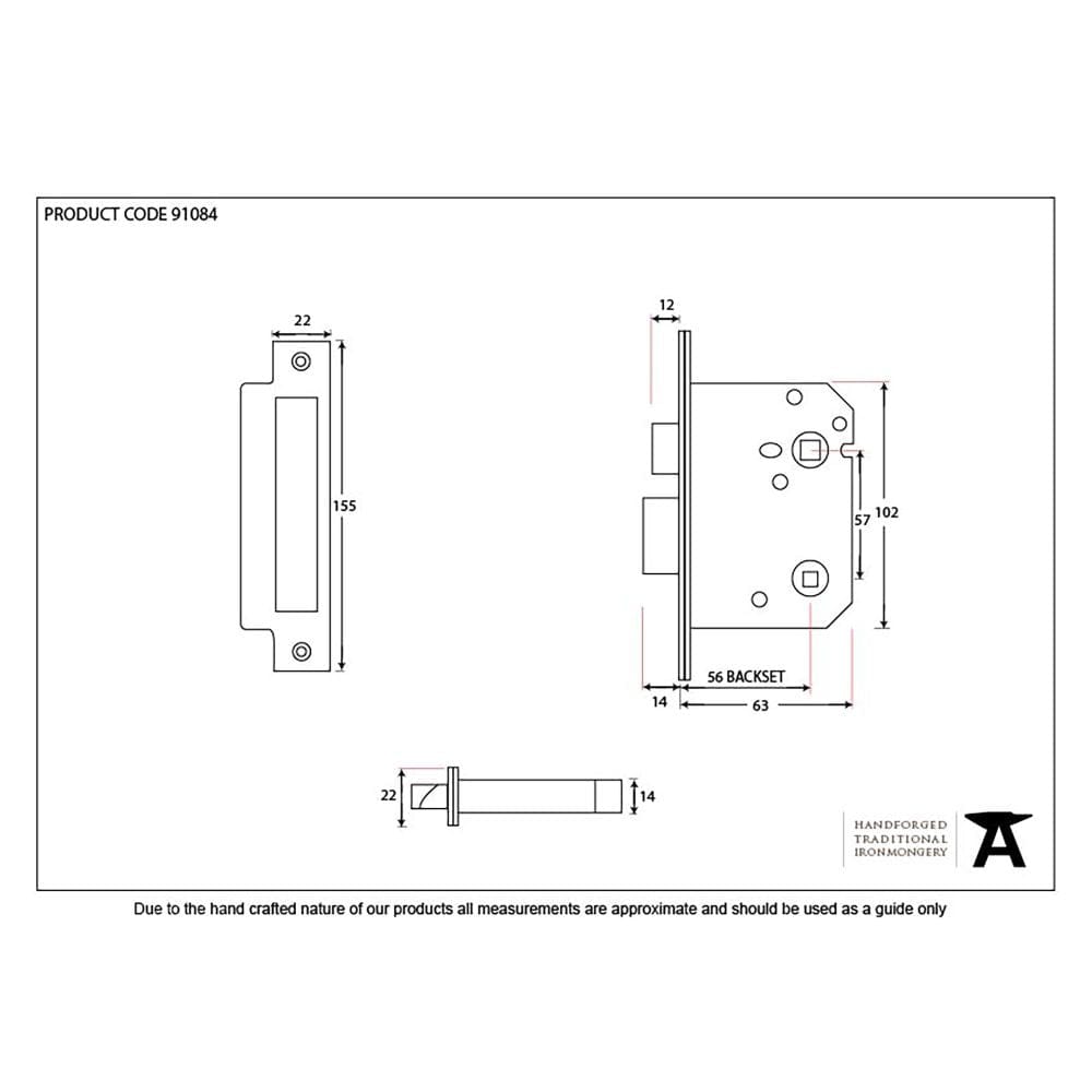 From The Anvil Locks & Latches Electro Brass / Bathroom Lock / 3" / 76mm From The Anvil - Electro Brassed 3" Bathroom Mortice Lock