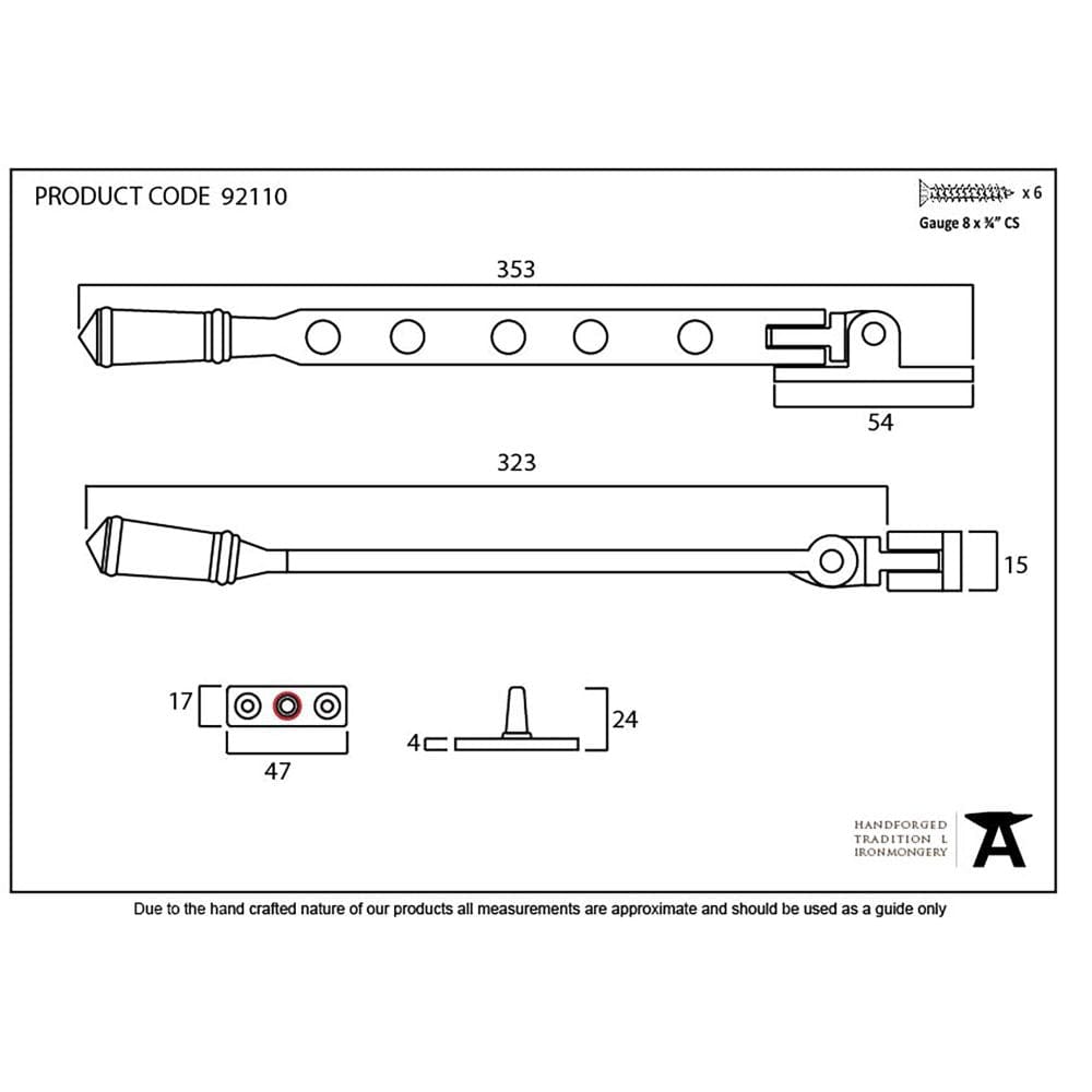 From The Anvil Window Furniture External Beeswax / 12"/300mm From The Anvil - External Beeswax 12" Regency Stay