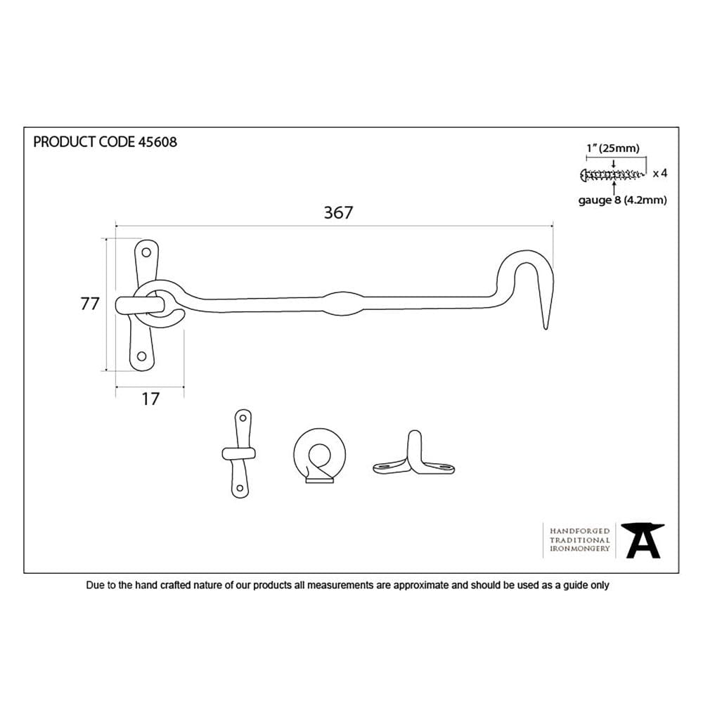From The Anvil Accessories External Beeswax / Cabin Hooks / 14" / 355mm From The Anvil - External Beeswax 14" Forged Cabin Hook