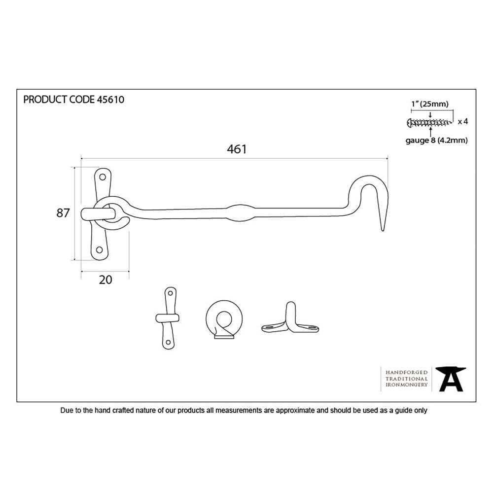 From The Anvil Accessories External Beeswax / Cabin Hooks / 18" / 457mm From The Anvil - External Beeswax 18" Forged Cabin Hook