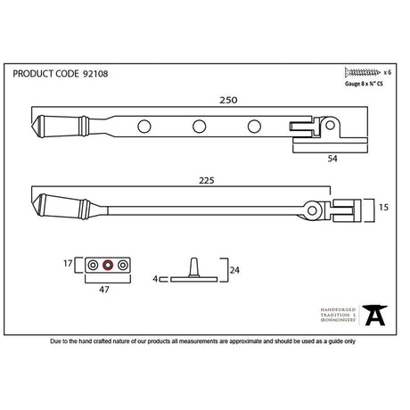 From The Anvil Window Furniture External Beeswax / 8"/200mm From The Anvil - External Beeswax 8" Regency Stay