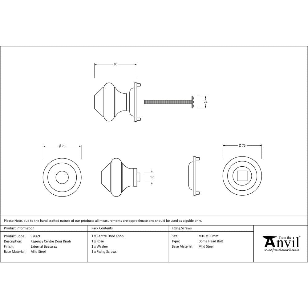 From The Anvil Door Furniture External Beeswax From The Anvil - External Beeswax Regency Centre Door Knob