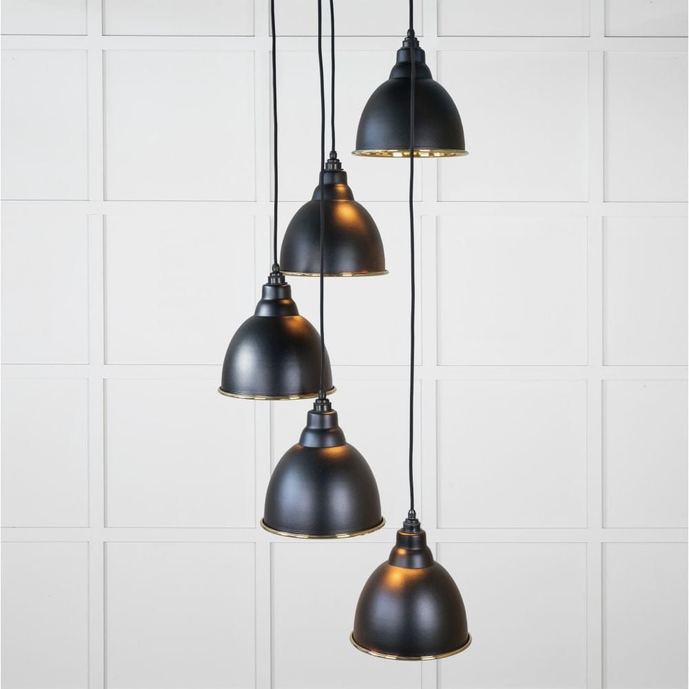From The Anvil Electrical Hammered Brass / Cluster Pendants From The Anvil - Hammered Brass Brindley Cluster Pendant in Elan Black