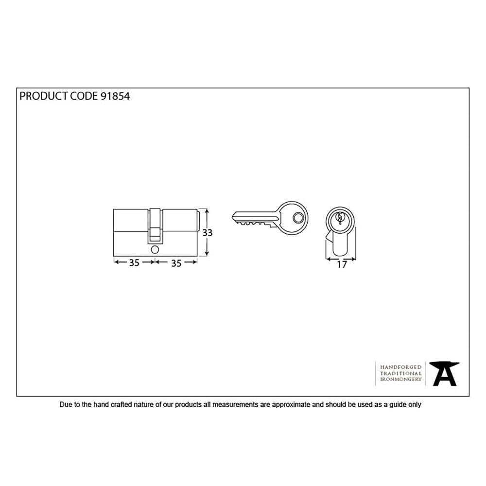 From The Anvil Locks & Latches Lacquered Brass / Euro Double Cylinders / 35 x 35mm From The Anvil - Lacquered Brass 35/35 Euro Cylinder