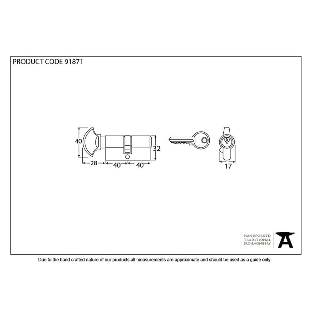 From The Anvil Locks & Latches Lacquered Brass / Euro Cylinder & Turn / 40 x 40mm From The Anvil - Lacquered Brass 40/40 Euro Cylinder/Thumbturn