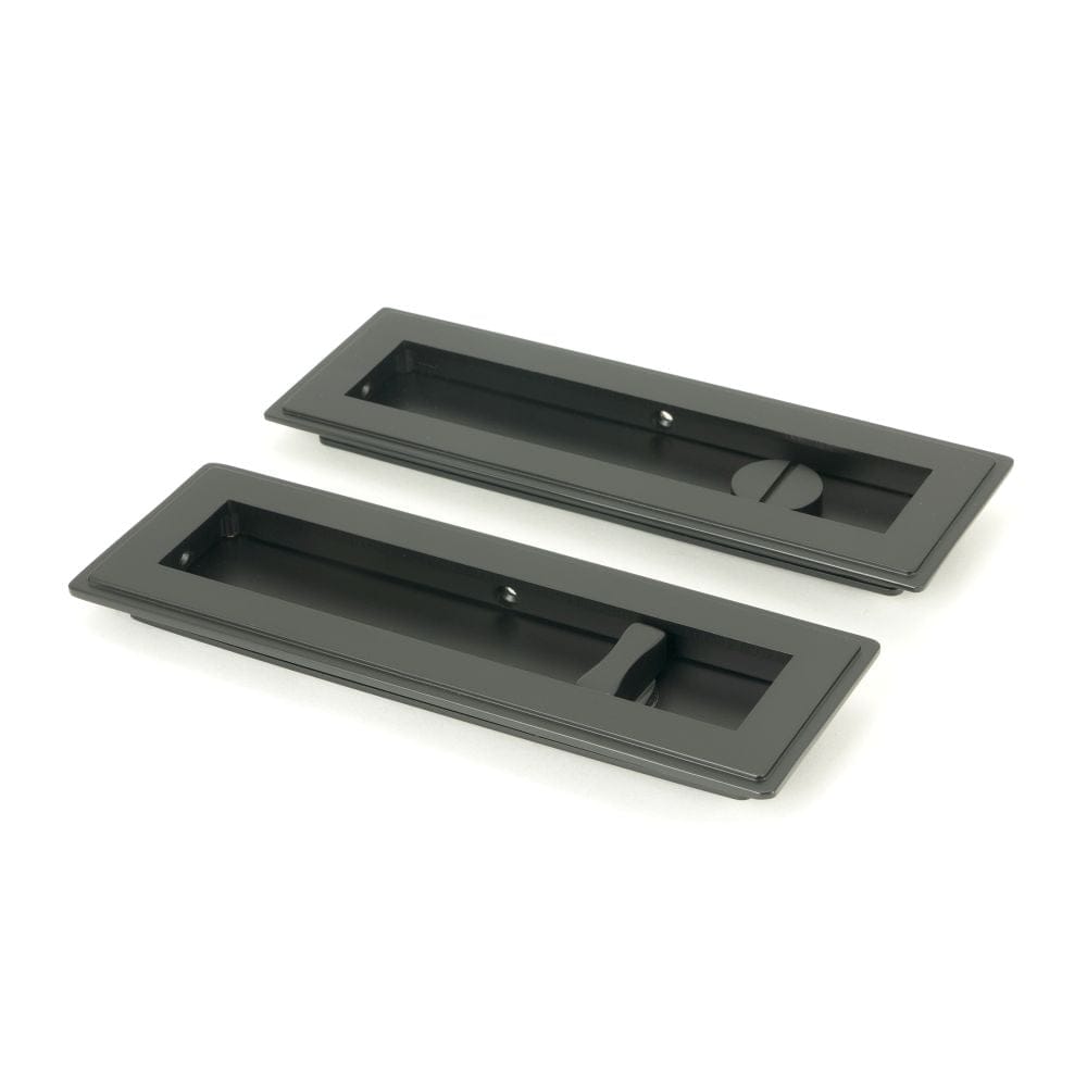 From The Anvil Door Furniture Matt Black / Rectangular Flush Pull (Privacy) / Rectangular From The Anvil - Matt Black 175mm Art Deco Rectangular Pull - Privacy Set