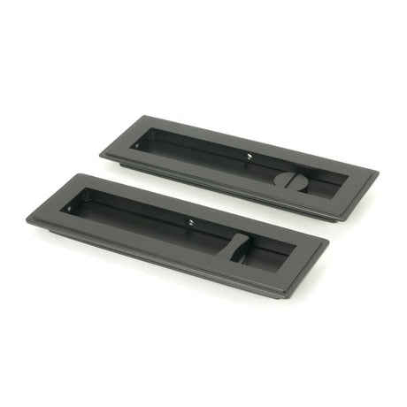 From The Anvil Door Furniture Matt Black / Rectangular Flush Pull (Privacy) / Rectangular From The Anvil - Matt Black 175mm Art Deco Rectangular Pull - Privacy Set