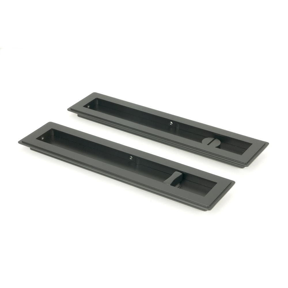From The Anvil Door Furniture Matt Black / Rectangular Flush Pull (Privacy) / Rectangular From The Anvil - Matt Black 250mm Art Deco Rectangular Pull - Privacy Set