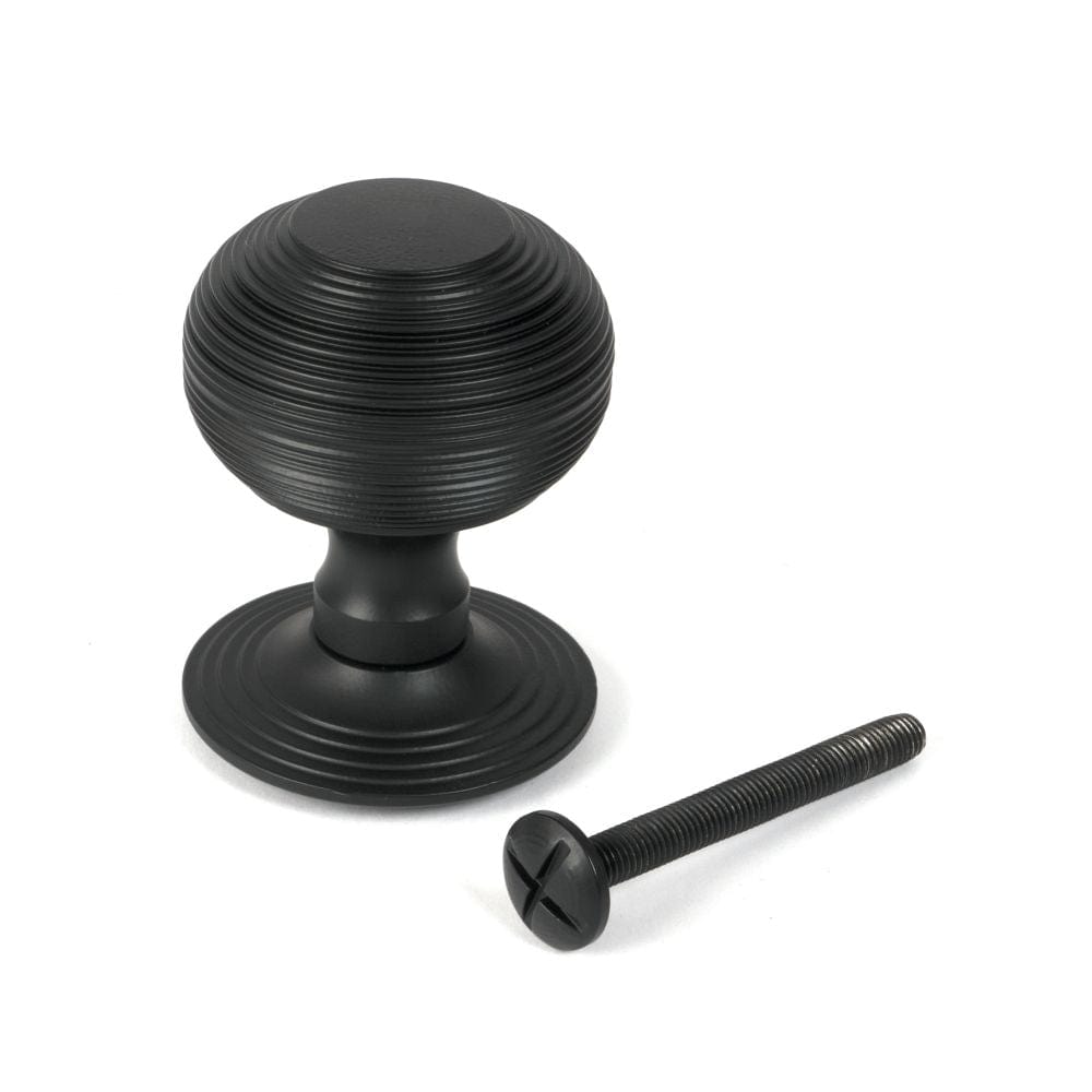 From The Anvil Door Furniture Matt Black / Beehive Centre Door Knob From The Anvil - Matt Black Beehive Centre Door Knob