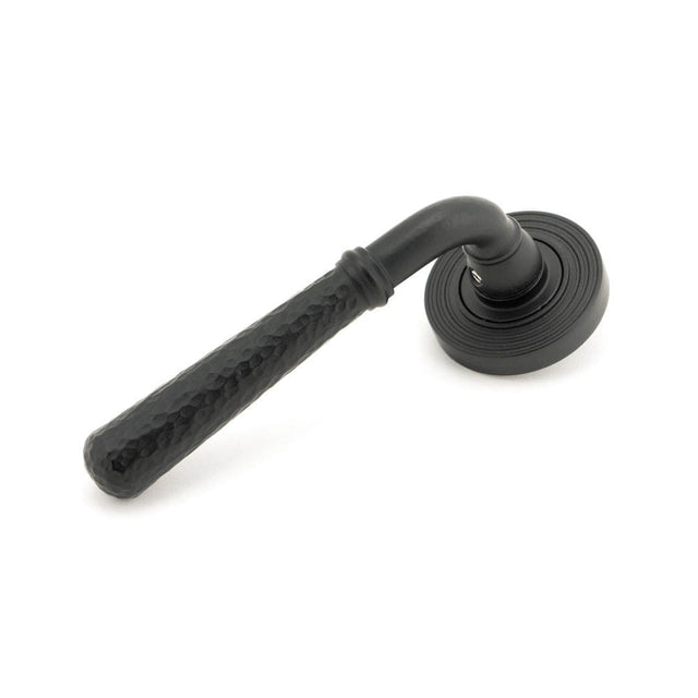 From The Anvil Door Furniture Matt Black / Round Rose From The Anvil - Matt Black Hammered Newbury Lever on Rose Set (Beehive)