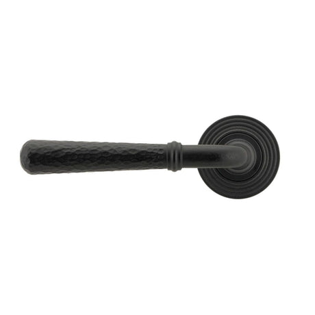 From The Anvil Door Furniture Matt Black / Round Rose From The Anvil - Matt Black Hammered Newbury Lever on Rose Set (Beehive) - Unsprung