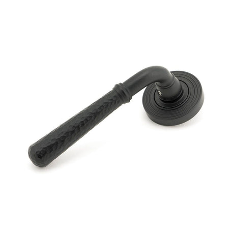 From The Anvil Door Furniture Matt Black / Round Rose From The Anvil - Matt Black Hammered Newbury Lever on Rose Set (Beehive) - Unsprung