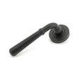 From The Anvil Door Furniture Matt Black / Round Rose From The Anvil - Matt Black Hammered Newbury Lever on Rose Set (Plain)
