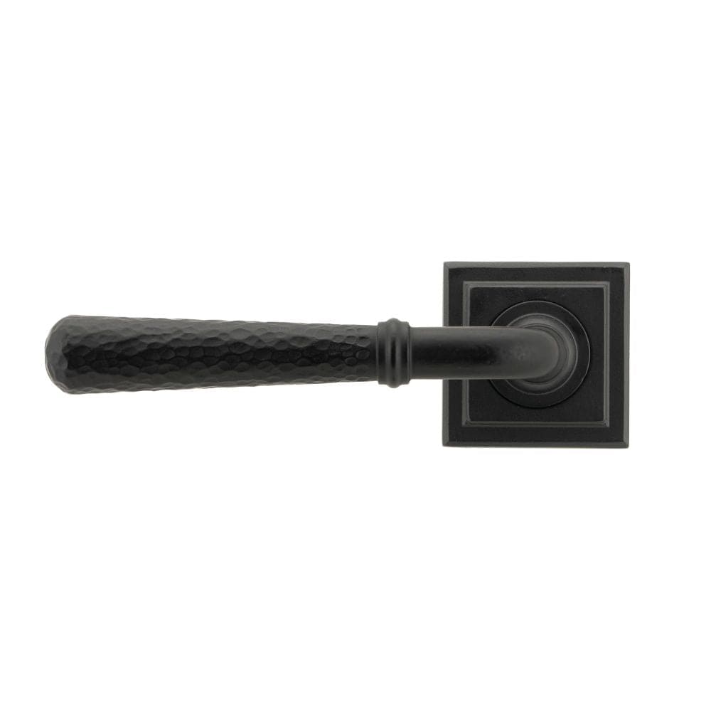 From The Anvil Door Furniture Matt Black / Square Rose From The Anvil - Matt Black Hammered Newbury Lever on Rose Set (Square) - Unsprung