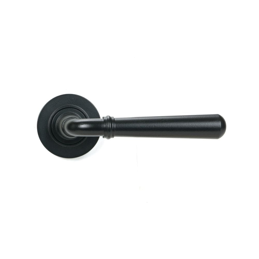 From The Anvil Door Furniture Matt Black / Round Rose From The Anvil - Matt Black Newbury Lever on Rose Set (Plain)