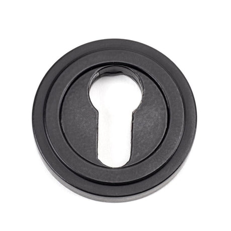From The Anvil Door Furniture Matt Black / Euro Profile Escutcheons From The Anvil - Matt Black Round Euro Escutcheon (Art Deco)