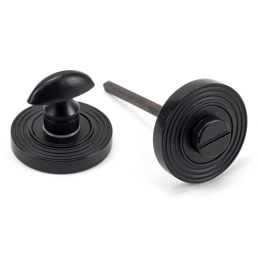 From The Anvil Door Furniture Matt Black / No From The Anvil - Matt Black Round Thumbturn Set (Beehive)