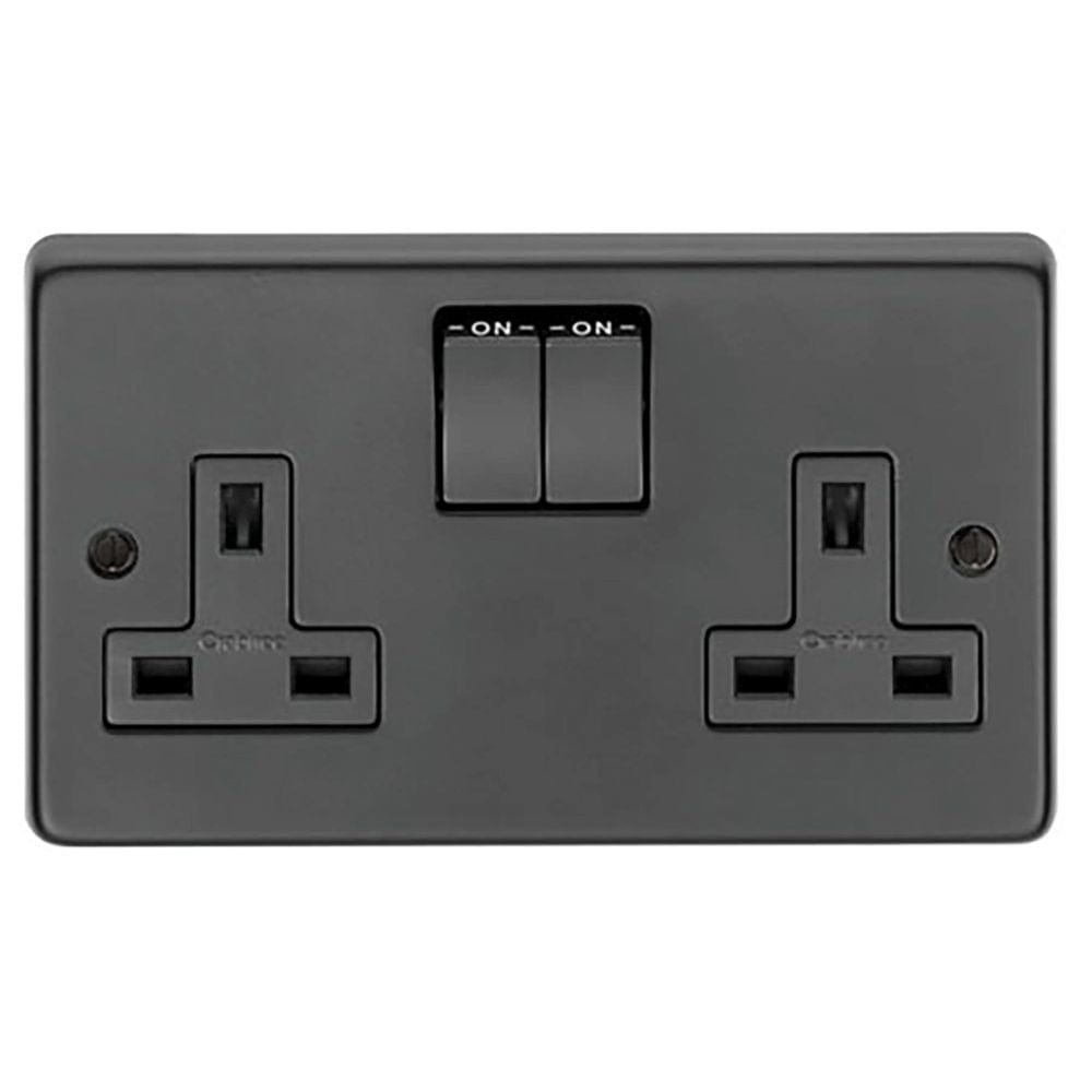 From The Anvil Electrical Matt Black / Double 13 Amp Switched Socket From The Anvil - MB Double 13 Amp Switched Socket