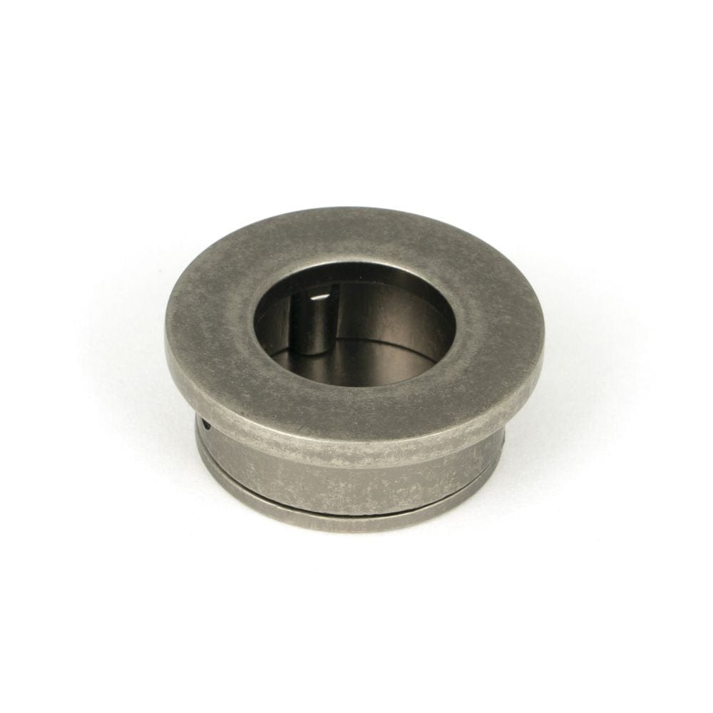 From The Anvil Door Furniture Pewter Patina / Door Edge Pull / Round From The Anvil - Pewter 34mm Round Finger Edge Pull