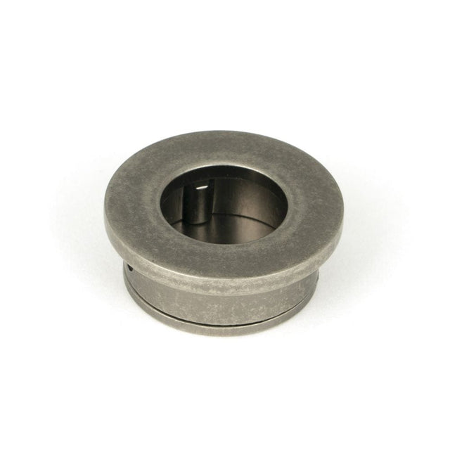 From The Anvil Door Furniture Pewter Patina / Door Edge Pull / Round From The Anvil - Pewter 34mm Round Finger Edge Pull