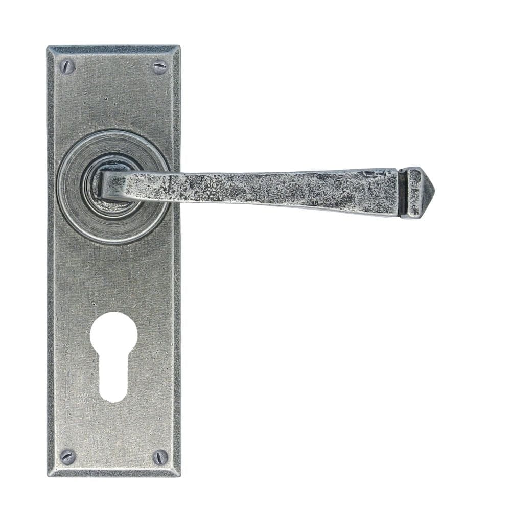 From The Anvil Door Furniture Pewter Patina / Euro Profile Lock Handles From The Anvil - Pewter Avon Lever Euro Lock Set