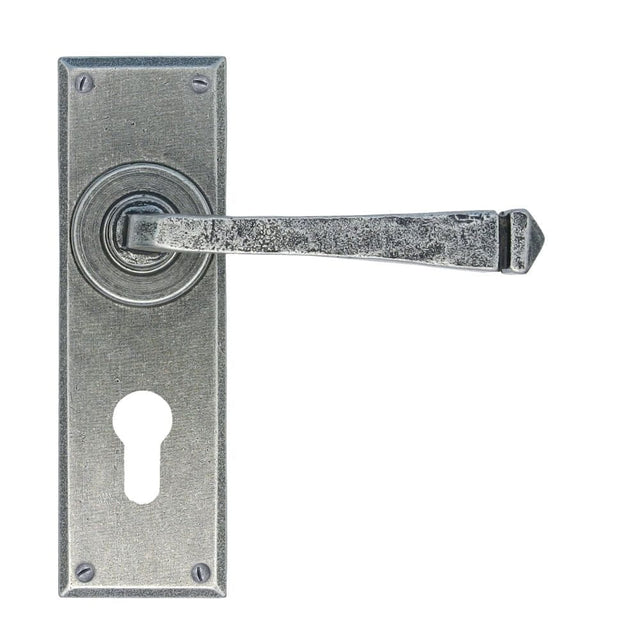 From The Anvil Door Furniture Pewter Patina / Euro Profile Lock Handles From The Anvil - Pewter Avon Lever Euro Lock Set