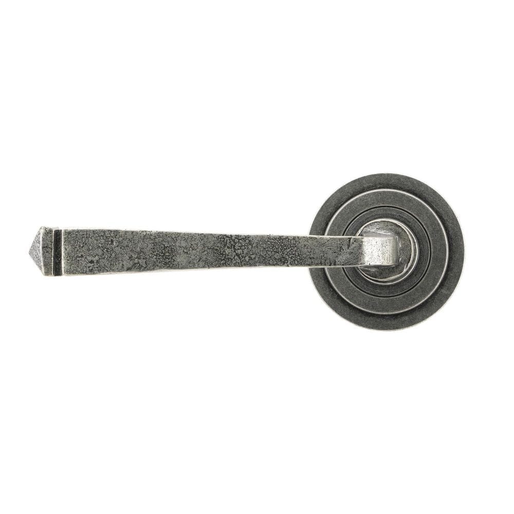 From The Anvil Door Furniture Pewter Patina / Round Rose From The Anvil - Pewter Avon Round Lever on Rose Set (Art Deco) - Unsprung