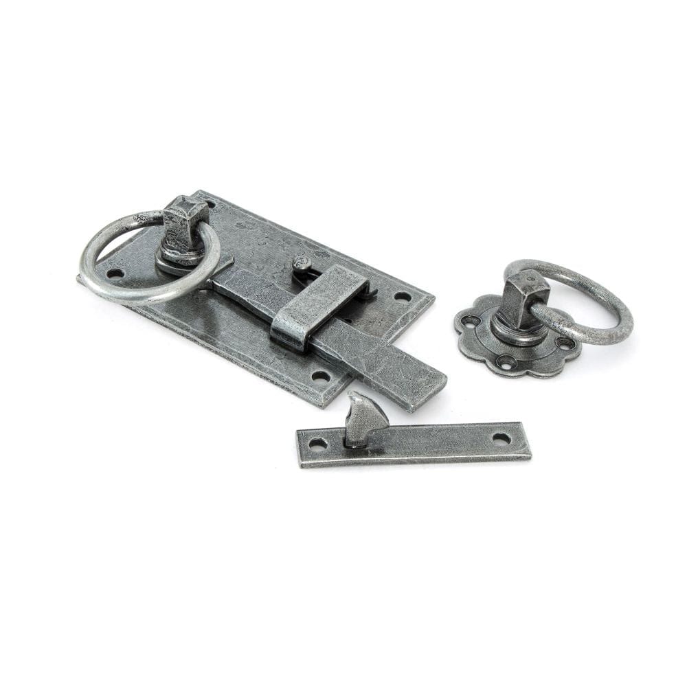 From The Anvil Door Furniture Pewter Patina / Ring Latch From The Anvil - Pewter Cottage Latch - LH