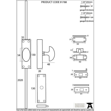 From The Anvil Accessories Pewter Patina / Espagnolette Bolts From The Anvil - Pewter Cremone Bolt