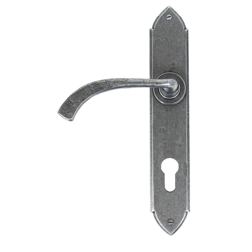 From The Anvil Door Furniture Pewter Patina / Multi Point Lock Set / 92mm c/c From The Anvil - Pewter Gothic Curved Lever Espag. Lock Set
