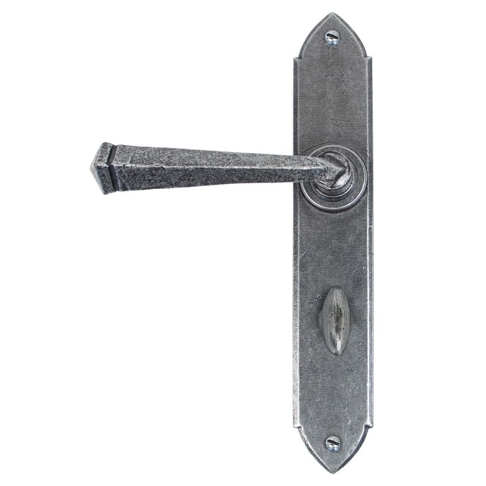 From The Anvil Door Furniture Pewter Patina / Bathroom Lock Handles From The Anvil - Pewter Gothic Lever Bathroom Set