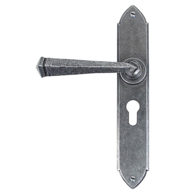 From The Anvil Door Furniture Pewter Patina / Euro Profile Lock Handles From The Anvil - Pewter Gothic Lever Euro Lock Set