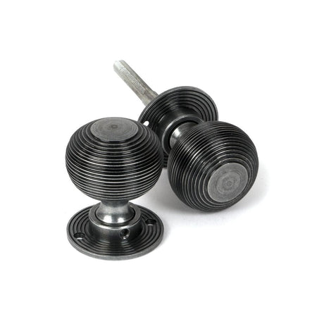 From The Anvil Door Furniture Pewter Patina / Mortice/Rim Knobs From The Anvil - Pewter Heavy Beehive Mortice/Rim Knob Set