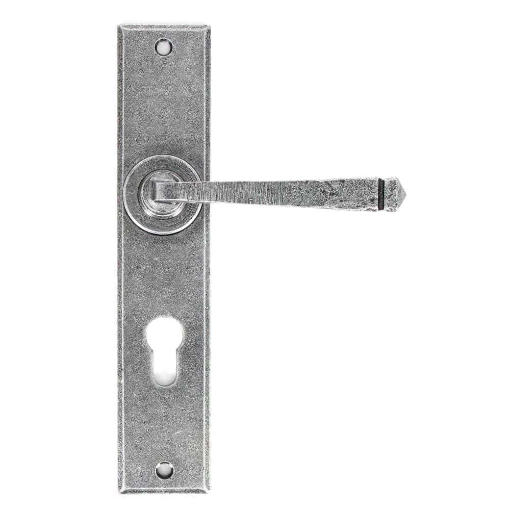 From The Anvil Door Furniture Pewter Patina / Euro Profile Lock Handles From The Anvil - Pewter Large Avon 72mm Centre Euro Lock Set