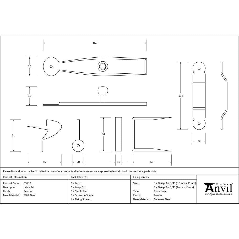 From The Anvil Door Furniture Pewter Patina / Thumb Latch From The Anvil - Pewter Latch Set