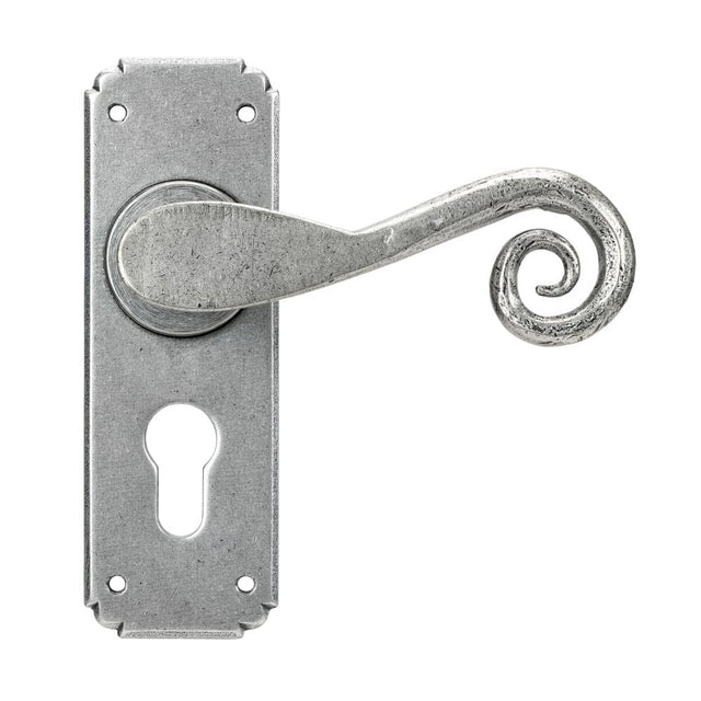 From The Anvil Door Furniture Pewter Patina / Euro Profile Lock Handles From The Anvil - Pewter Monkeytail Lever Euro Lock Set