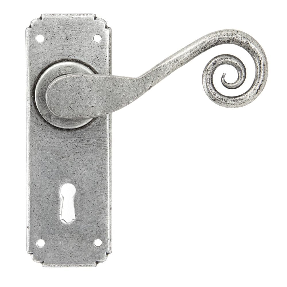 From The Anvil Door Furniture Pewter Patina / Std. Lock Handles From The Anvil - Pewter Monkeytail Lever Lock Set