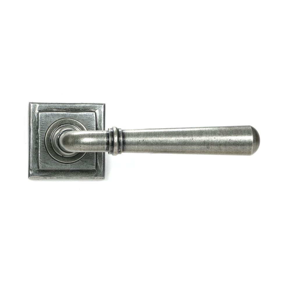 From The Anvil Door Furniture Pewter Patina / Square Rose From The Anvil - Pewter Newbury Lever on Rose Set (Square) - Unsprung