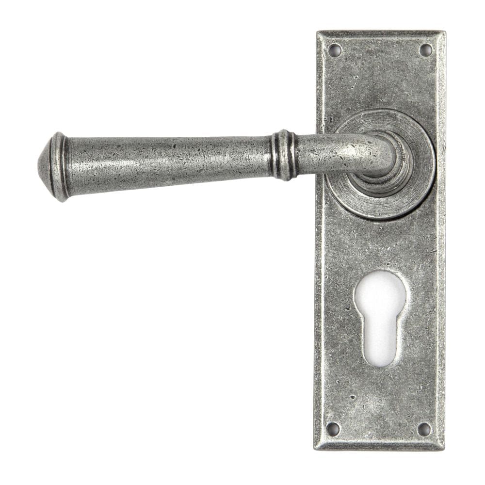 From The Anvil Door Furniture Pewter Patina / Euro Profile Lock Handles From The Anvil - Pewter Regency Lever Euro Lock Set