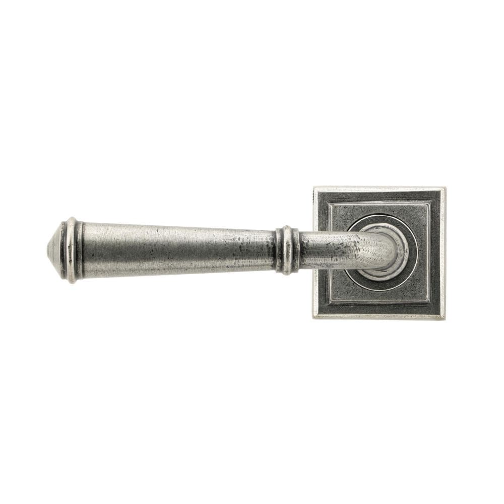 From The Anvil Door Furniture Pewter Patina / Square Rose From The Anvil - Pewter Regency Lever on Rose Set (Square) - Unsprung