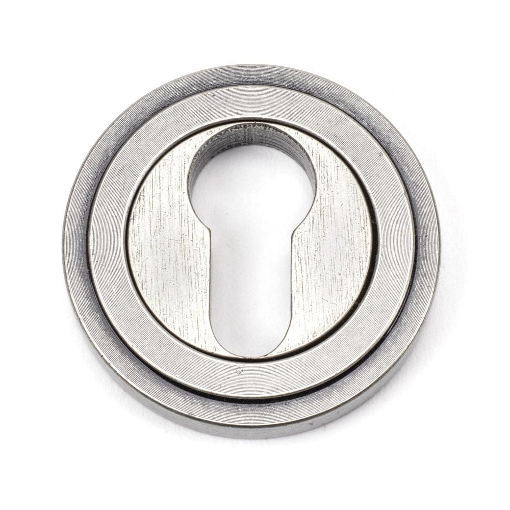 From The Anvil Door Furniture Pewter Patina / Euro Profile Escutcheons From The Anvil - Pewter Round Euro Escutcheon (Art Deco)