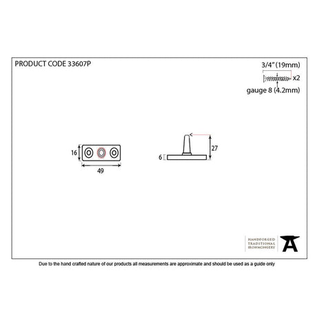 From The Anvil Window Furniture Pewter Patina / Casement Stay Pin From The Anvil - Pewter Stay Pin