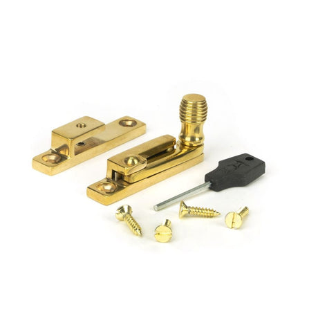 From The Anvil Window Furniture Polished Brass / Sash Window Quadrant Fasteners / Yes From The Anvil - Polished Brass Beehive Quadrant Fastener - Narrow